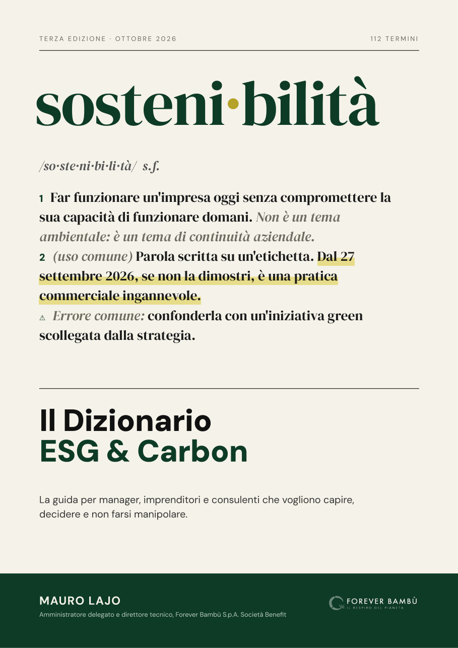 Copertina del libro Il Dizionario ESG & Carbon di Mauro Lajo, terza edizione ottobre 2026